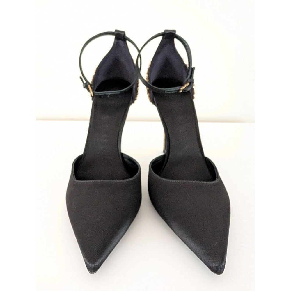 Burberry Black Satin‎ Alanson Stiletto Heels with Embellished Back Size 39 - Picture 12 of 13
